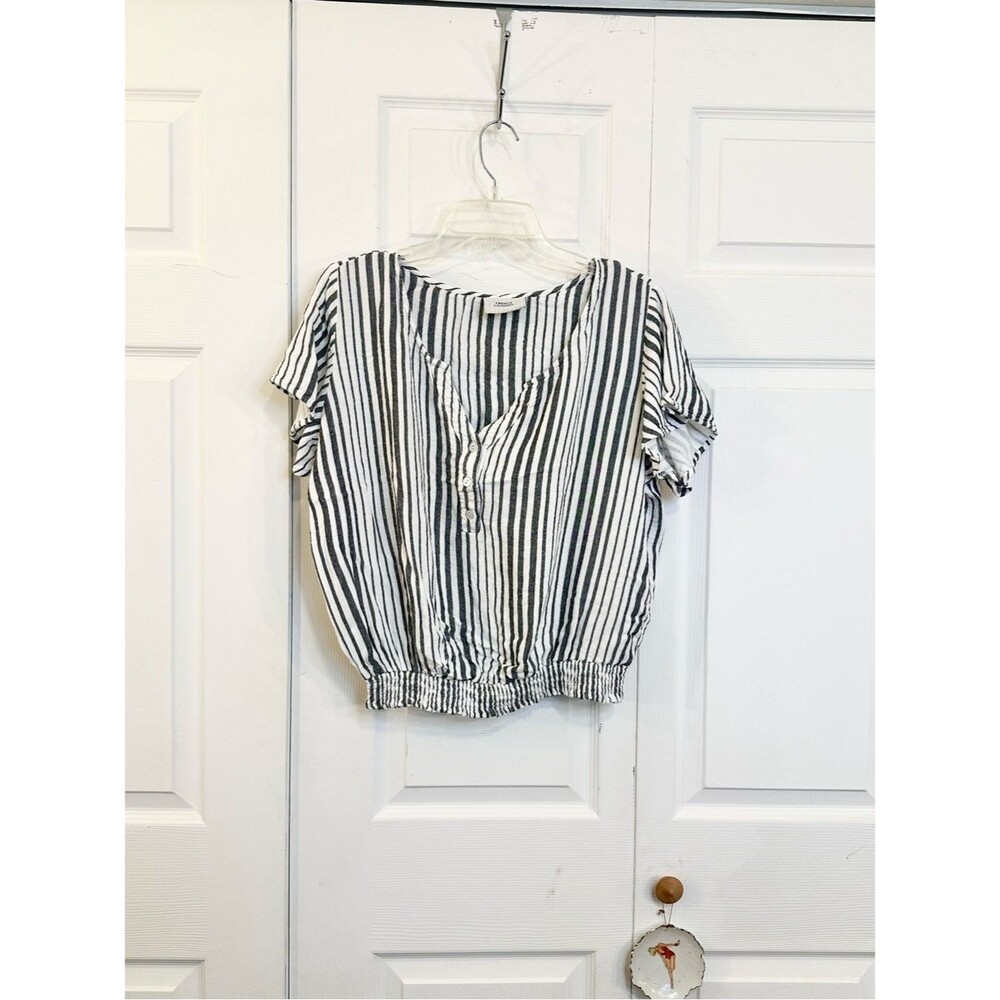 French Laundry Black & White Vertical Stripe Top